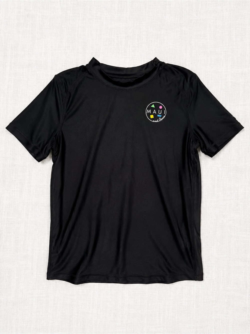 Maui and Sons Black Short-Sleeve Logo Tee with Neon Accents
